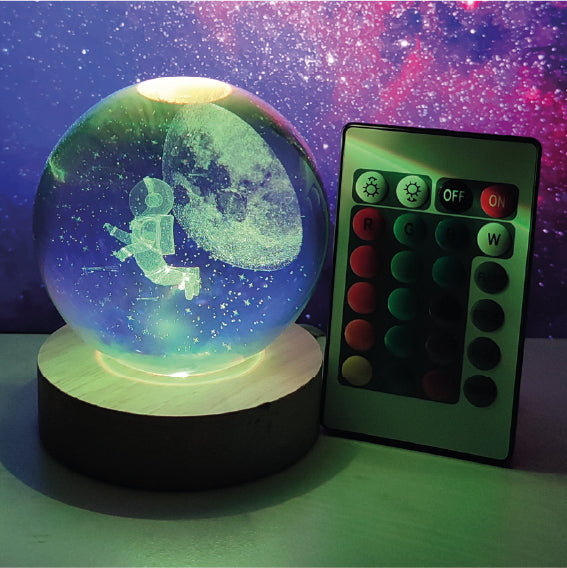 ESFERA DE CRISTAL 8CM PLANETAS RGB CON CONTROL REMOTO