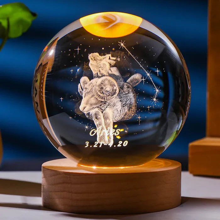 ESFERA DE CRISTAL 8CM DE SIGNOS ZODIACALES