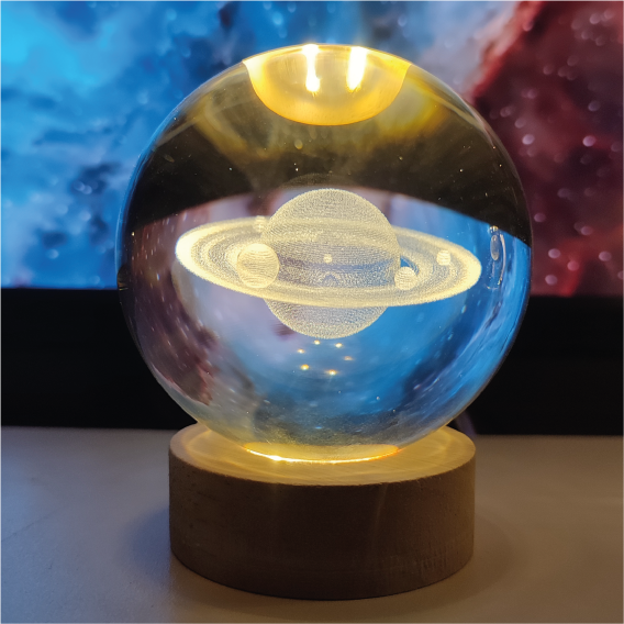 2 LÁMPARAS DE CRISTAL PLANETAS 8 cm