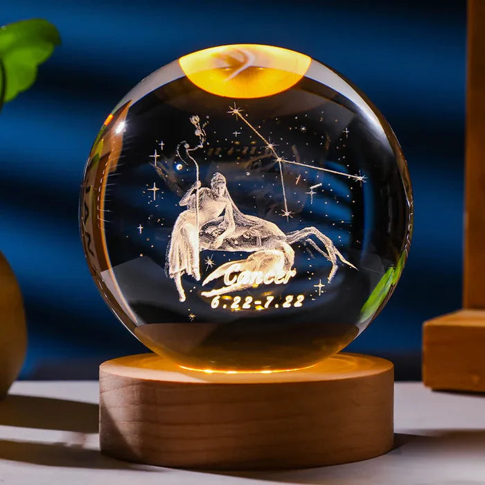 ESFERA DE CRISTAL 8CM DE SIGNOS ZODIACALES