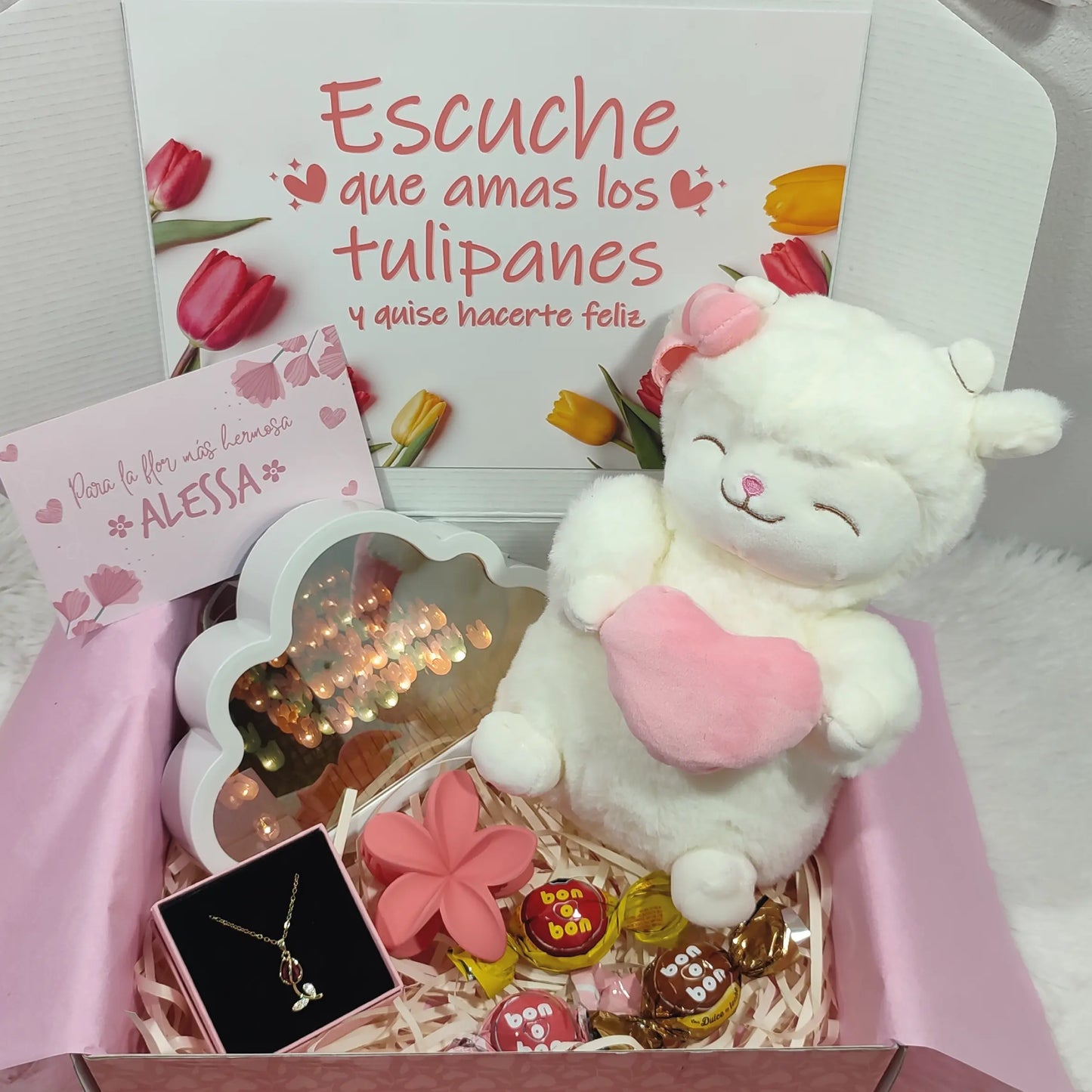 Lámpara Tulipán+ Corderito corazón