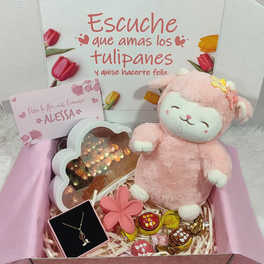 Lámpara Tulipán+ Corderito Rosado
